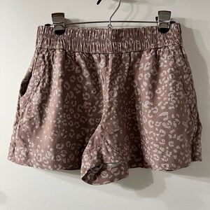 Target A New Day High-Waist Shorts. Medium. Tan short with white print.